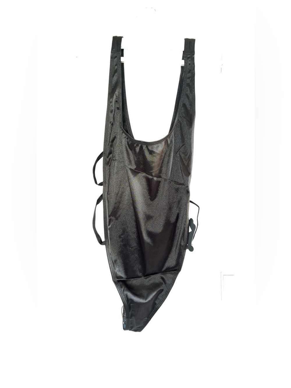 Motel Rocks Black Shiny Scoop Neck Bodysuit